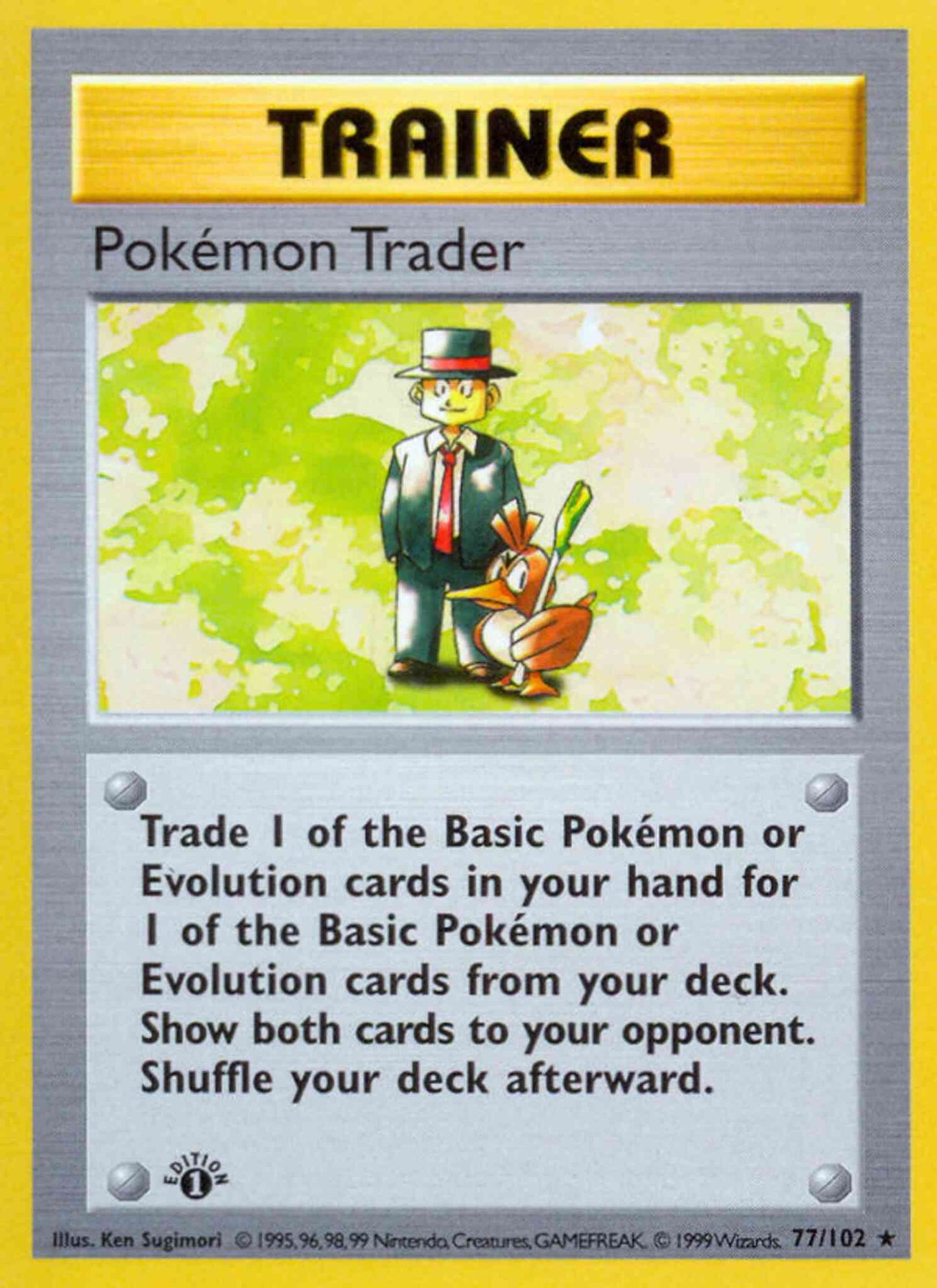 Pokémon Trader - 77/102 - Rare - 1st Edition [base1-77] [Non-Holo]