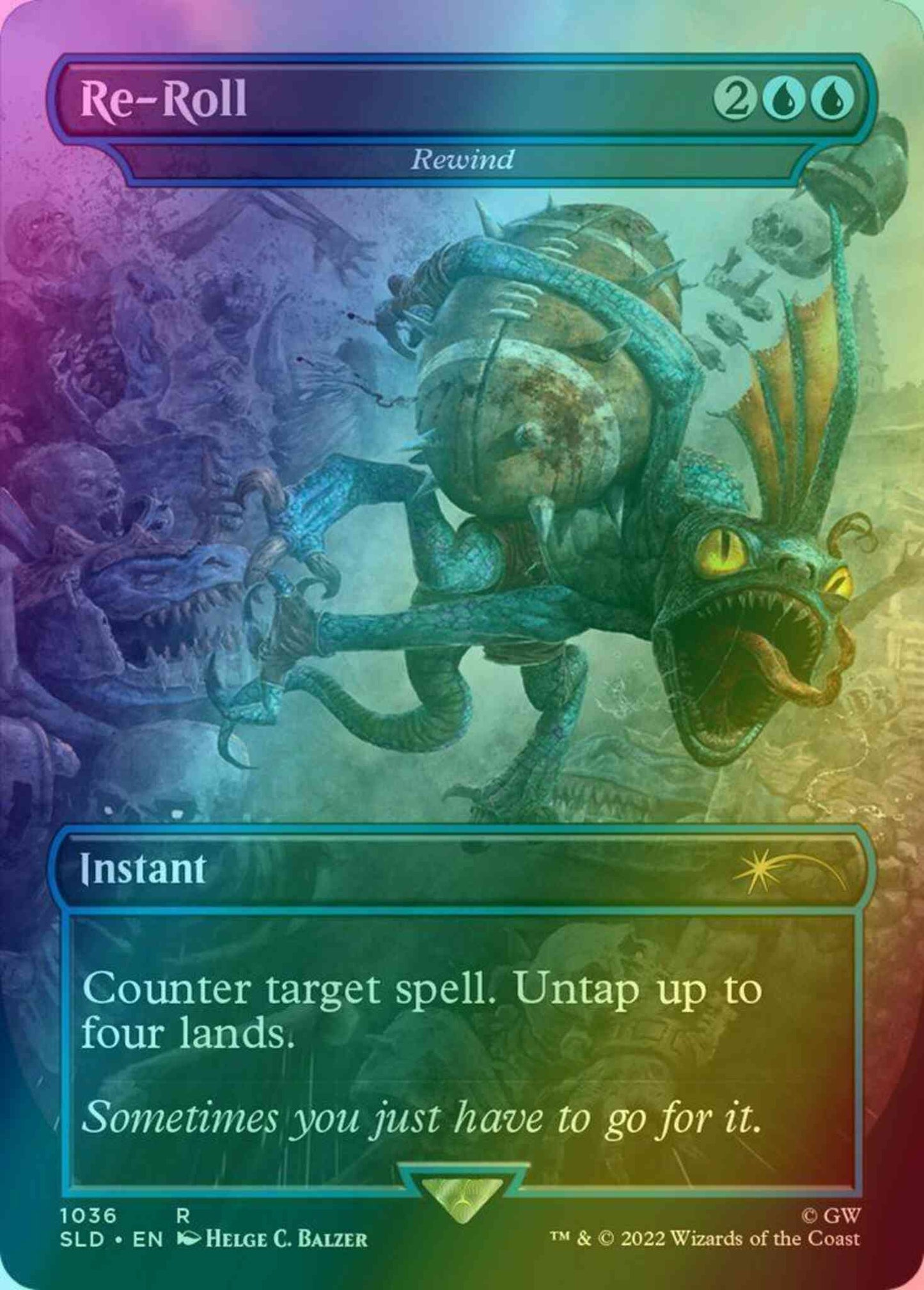 Re-Roll - Rewind [1036] [Borderless] [Blood Bowl] [Secret Lair Drop] [Foil]