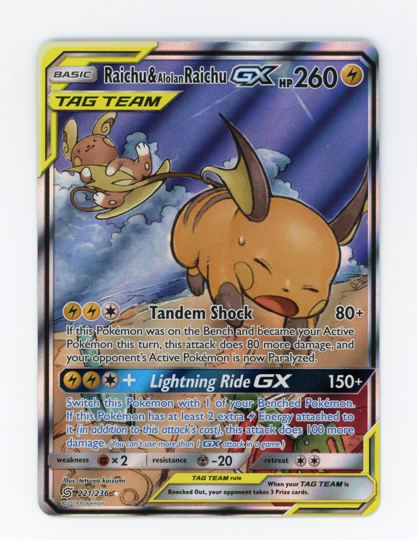 Raichu & Alolan Raichu-GX — Rare Ultra — ID 19174