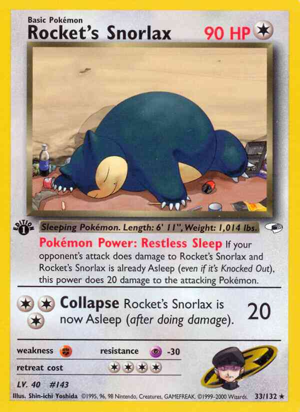 Rocket's Snorlax - 33/132 - Rare - 1st Edition [gym1-33] [Non-Holo]