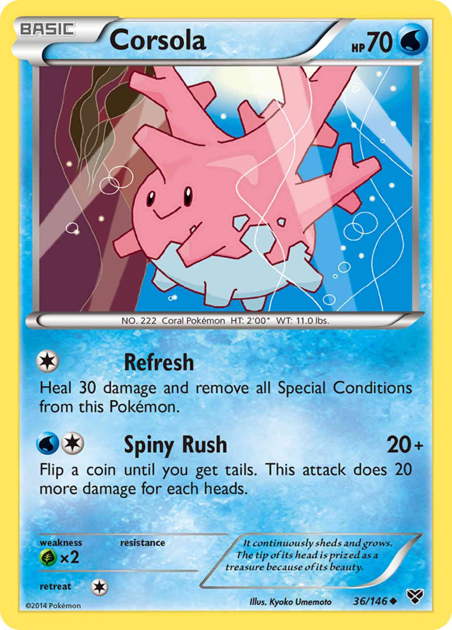 Corsola - 36/146 - Uncommon [xy1-36] [Reverse Holo]