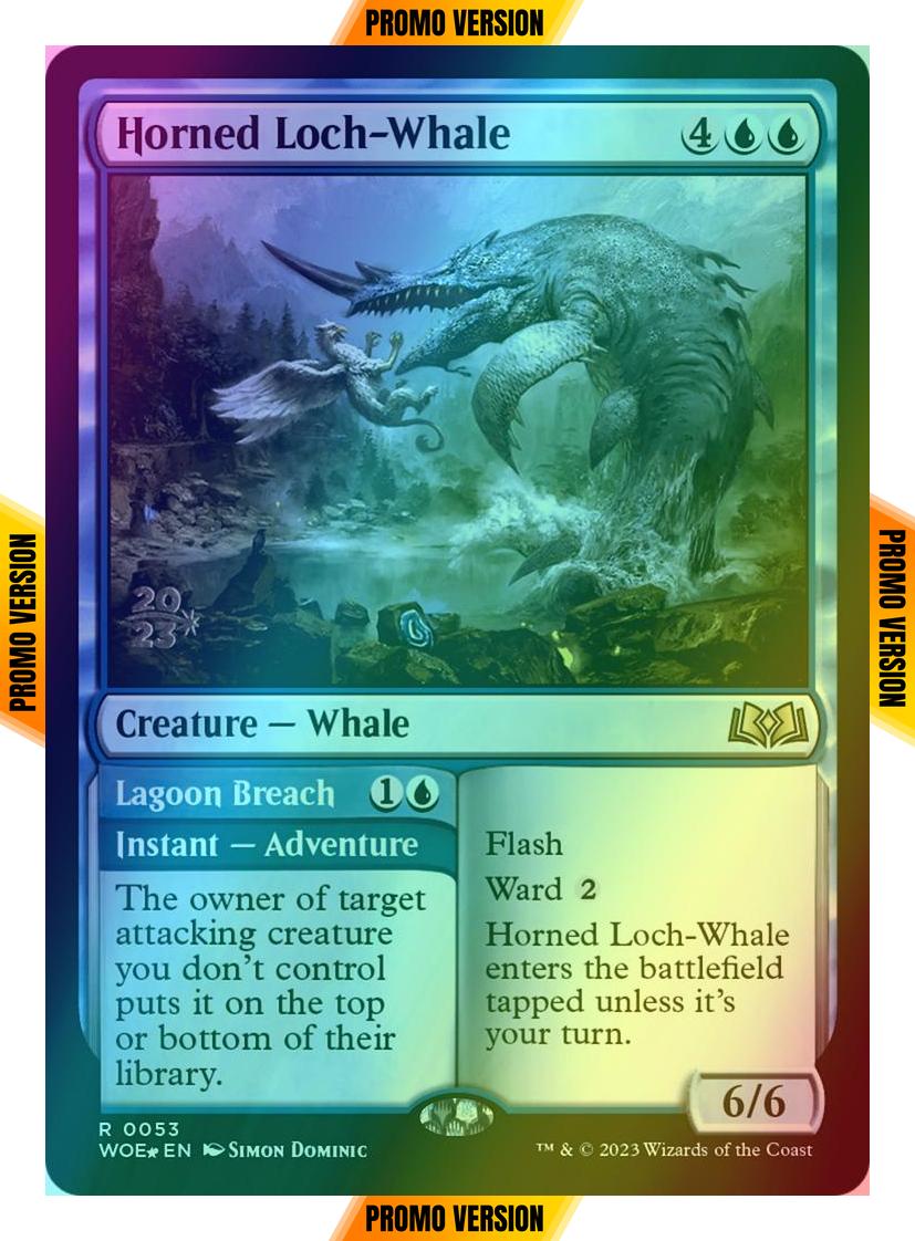 Horned Loch-Whale // Lagoon Breach [53s] [Prerelease] [Wilds of Eldraine: Promos] [Foil]