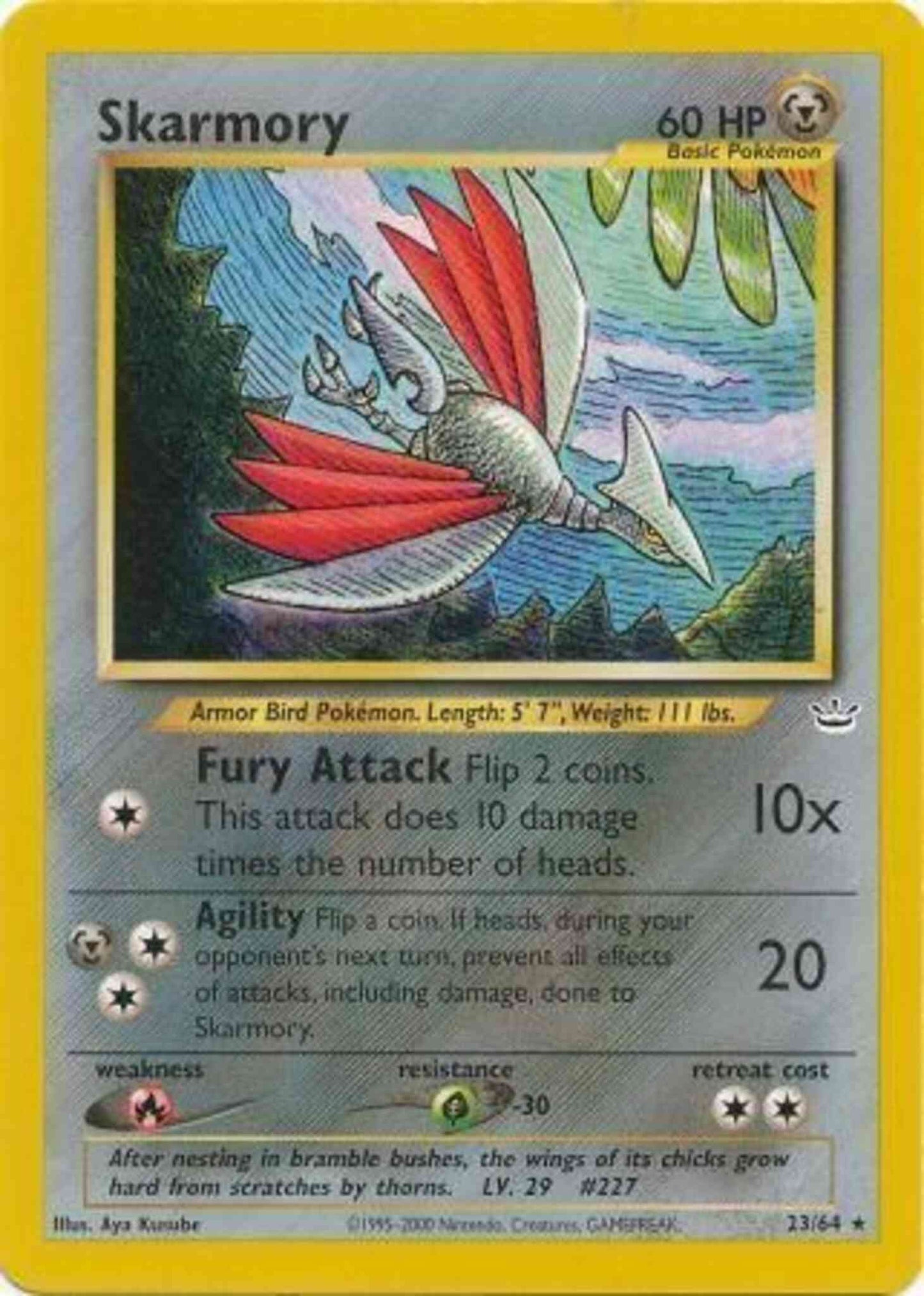 Skarmory - 23/64 - Rare - Unlimited [neo3U-23] [Non-Holo]