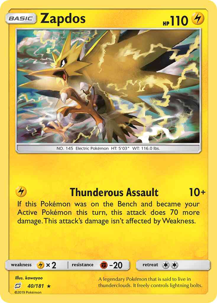 Zapdos - 40/181 - Rare Holo [sm9-40] [Holo]