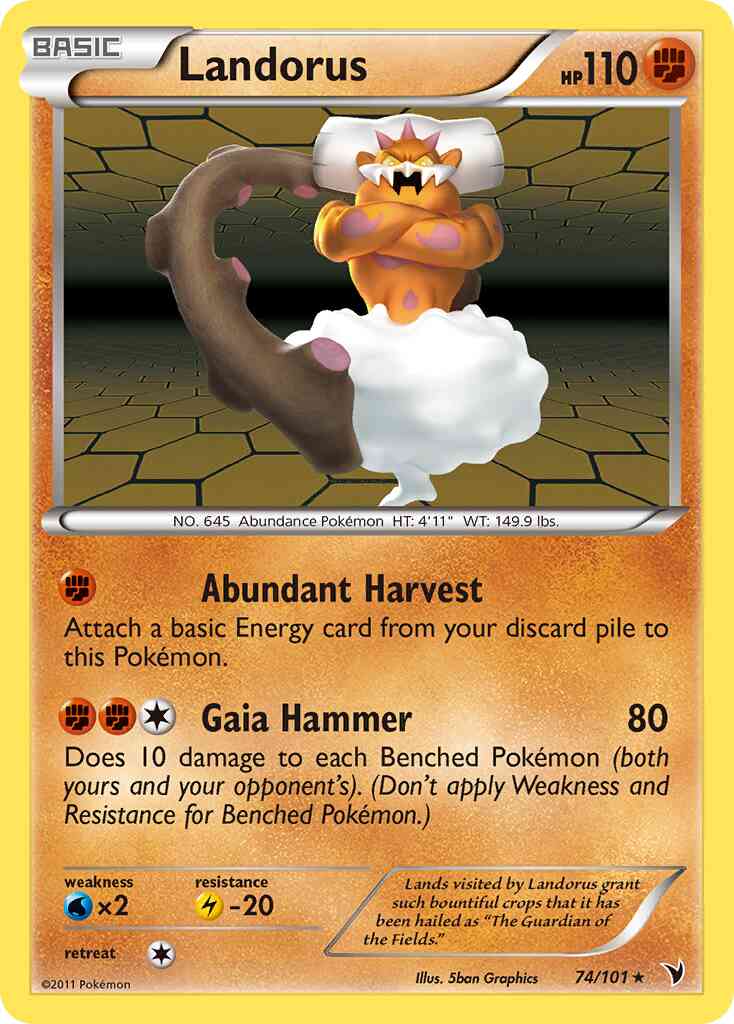 Landorus - 74/101 - Rare Holo [bw3-74] [Reverse Holo]