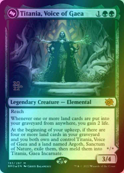 Titania, Voice of Gaea // Titania, Gaea Incarnate [193s] [Prerelease] [The Brothers' War: Promos] [Foil]