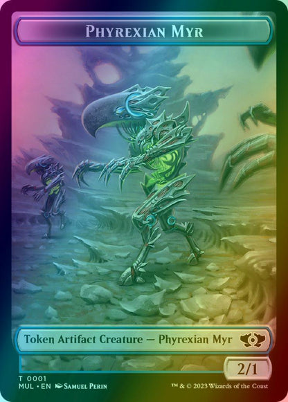 Dinosaur Token (07) // Phyrexian Myr Token (01) [March of the Machine: Tokens] [Foil]