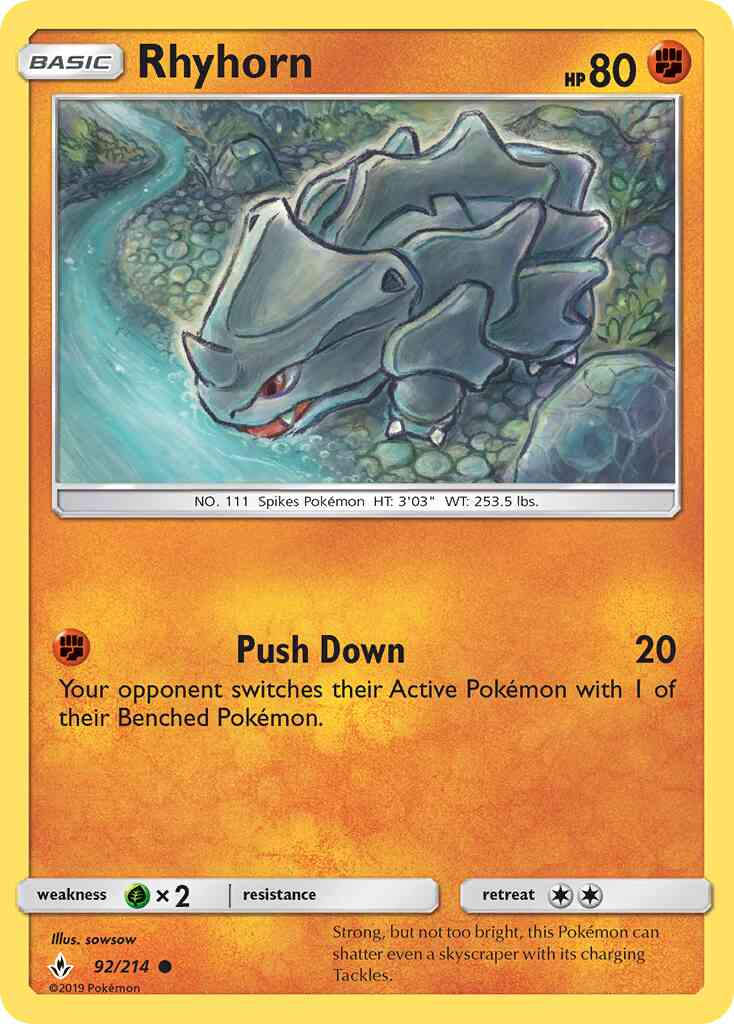 Rhyhorn - 92/214 - Common [sm10-92] [Reverse Holo]