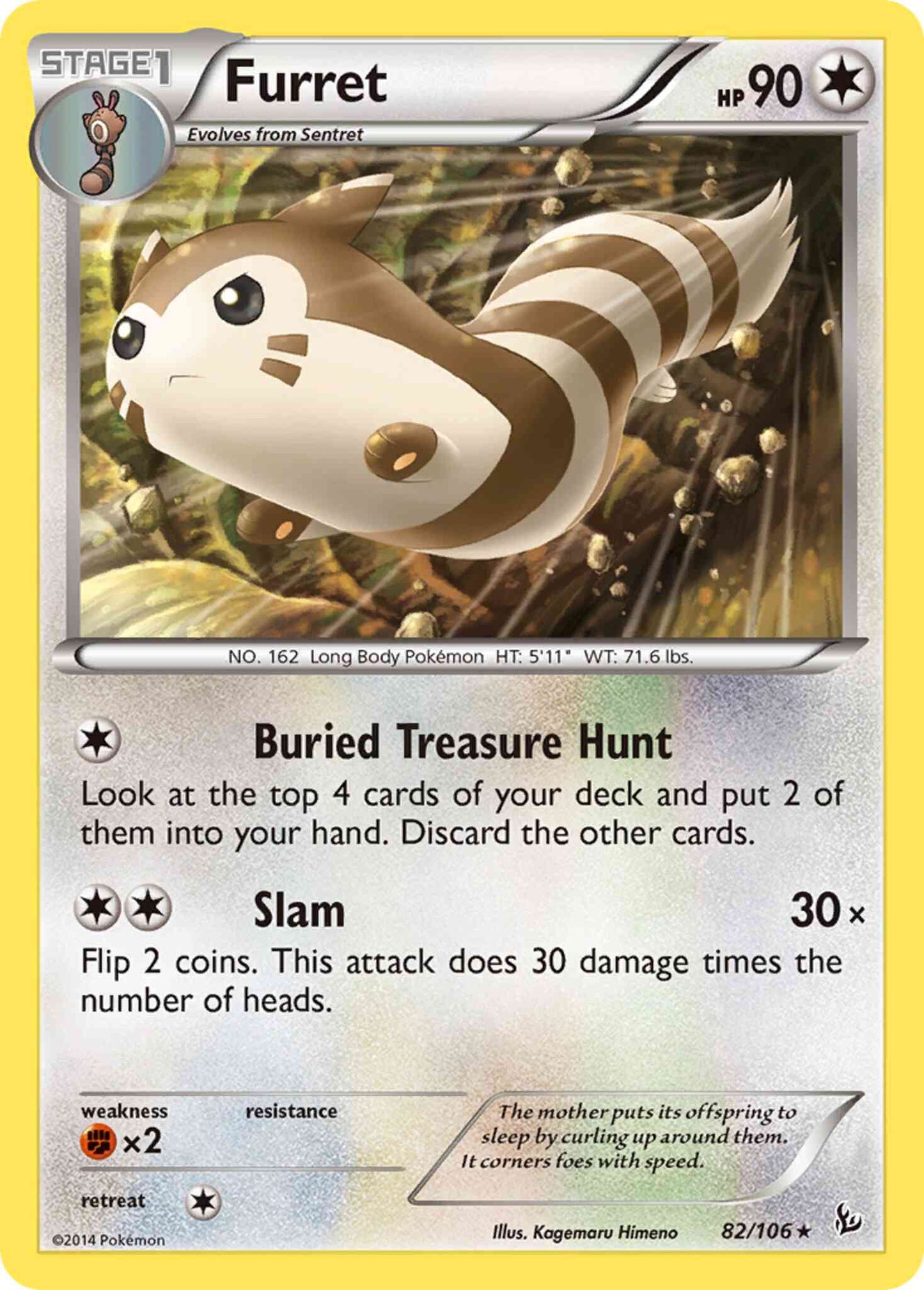 Furret - 82/106 - Rare [xy2-82] [Reverse Holo]