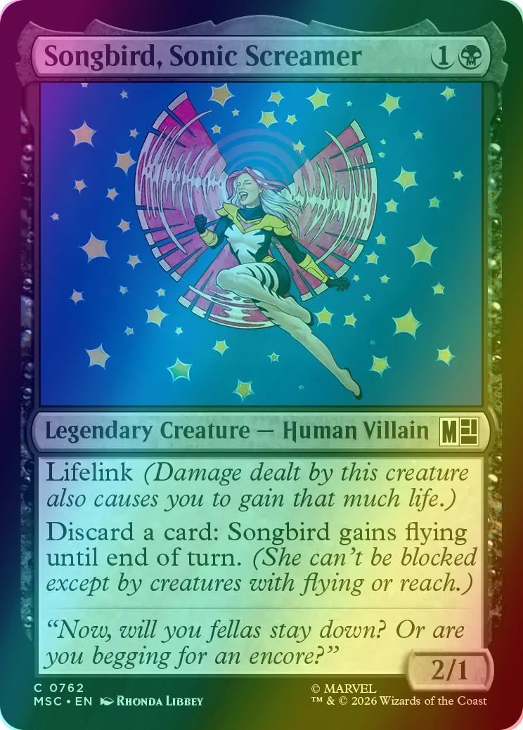 Songbird, Sonic Screamer [762] [Jumpstart] [Welcome Deck] [Marvel Super Heroes: Commander] [Foil]