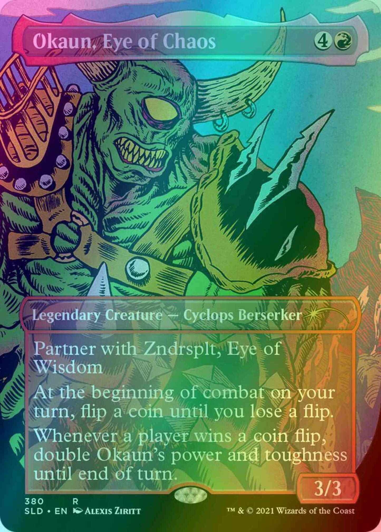 Okaun, Eye of Chaos // Okaun, Eye of Chaos [0380] [Borderless] [Heads I Win, Tails You Lose] [Secret Lair Drop] [Foil]