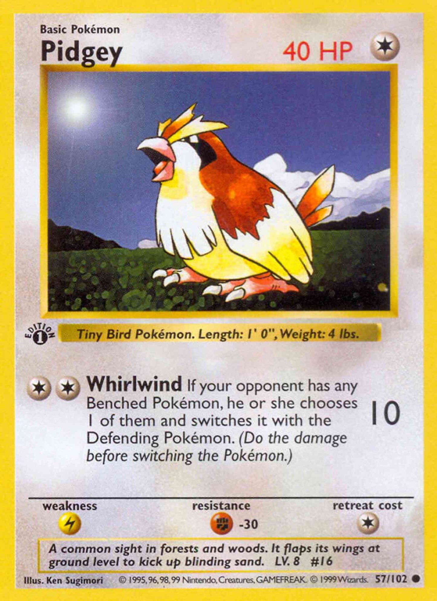 Pidgey - 57/102 - Common - 1st Edition [base1-57] [Non-Holo]