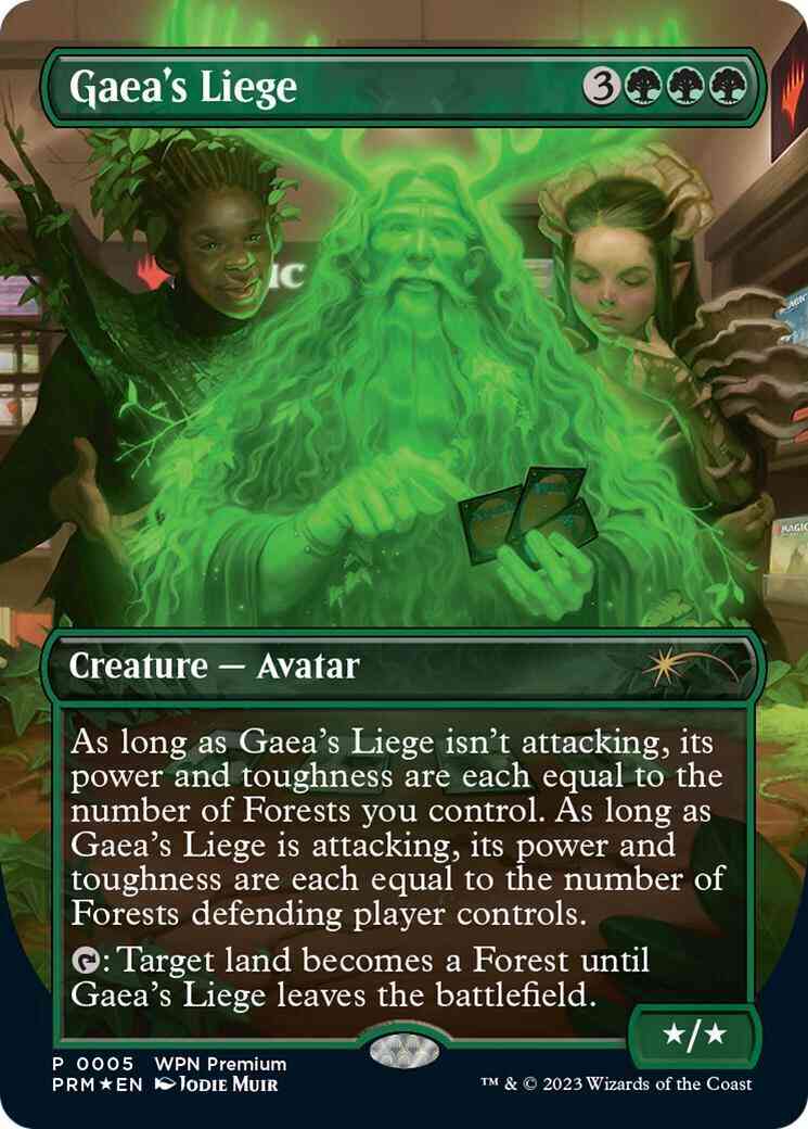 Gaea's Liege [5] [Borderless] [WPN Premium] [Wizards Play Network 2024] [Foil]