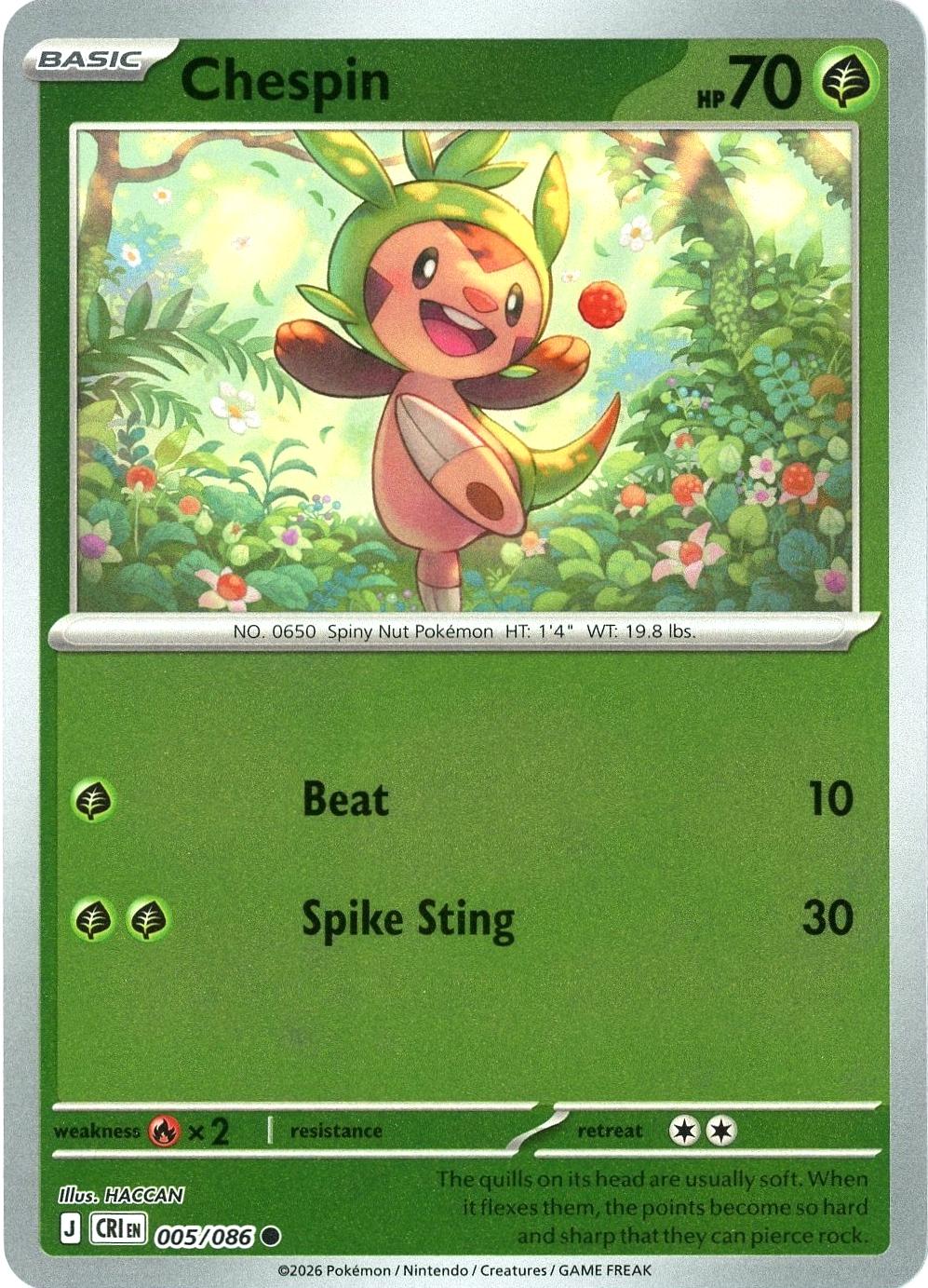 Chespin - 005/086 - Common [me04-005] [Reverse Holo]