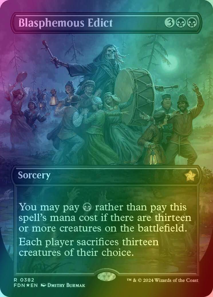 Blasphemous Edict [382] [Borderless] [Foundations] [Mana Foil]