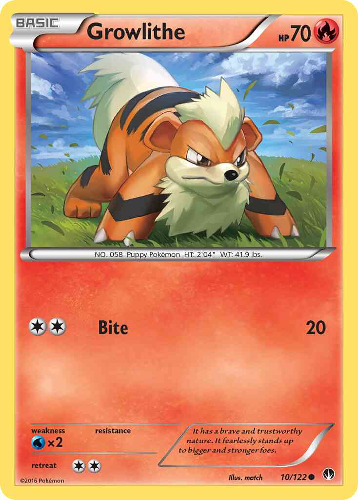 Growlithe - 10/122 - Common [xy9-10] [Reverse Holo]