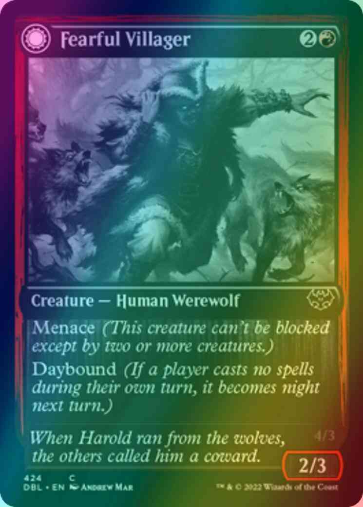 Fearful Villager // Fearsome Werewolf [424] [Innistrad: Double Feature] [Foil]