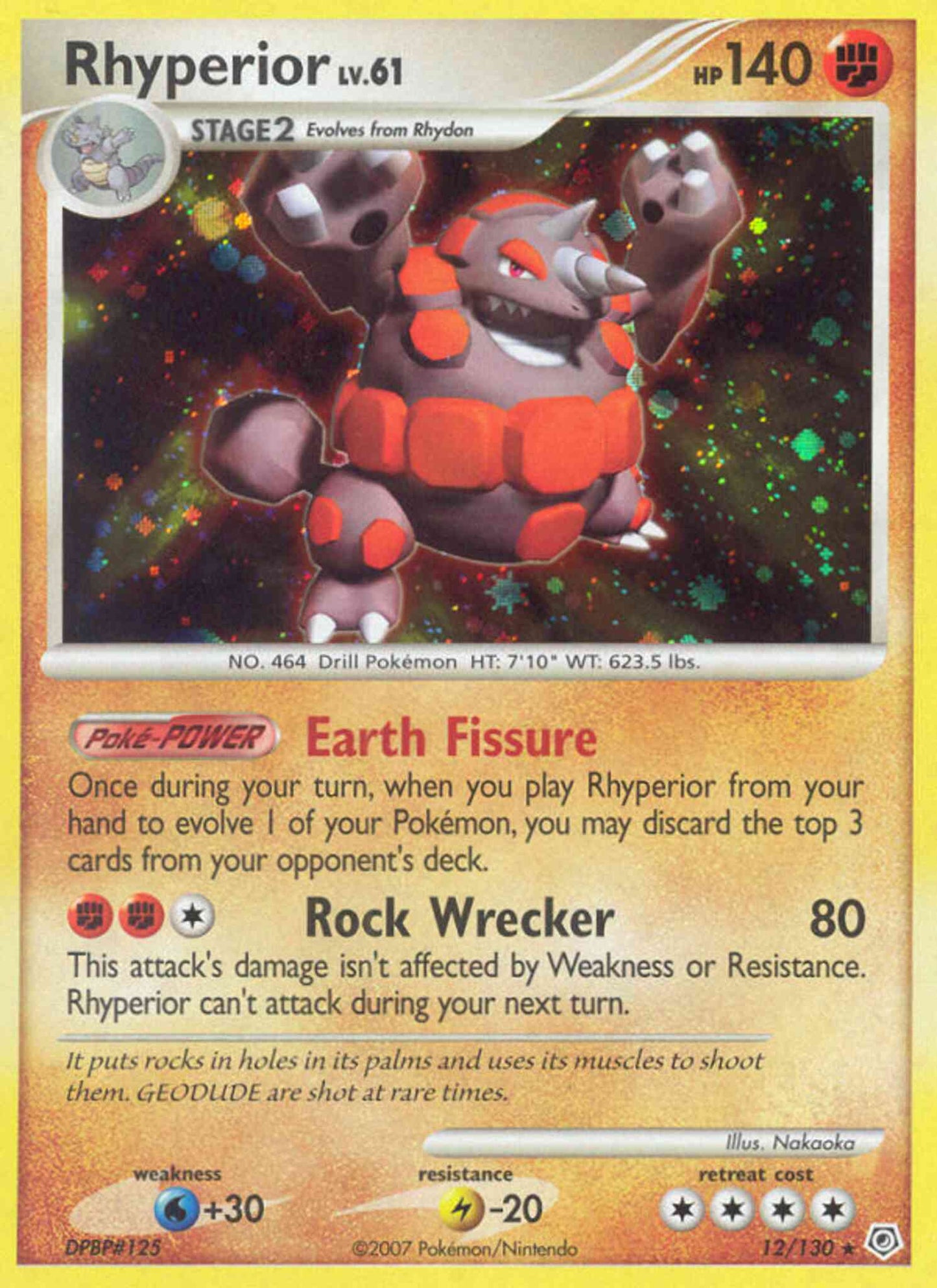 Rhyperior - 12/130 - Rare Holo [dp1-12] [Reverse Holo]