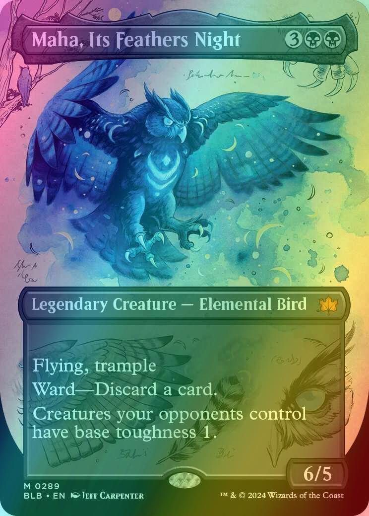 Maha, Its Feathers Night [289] [Borderless] [Field Notes] [Bloomburrow] [Foil]