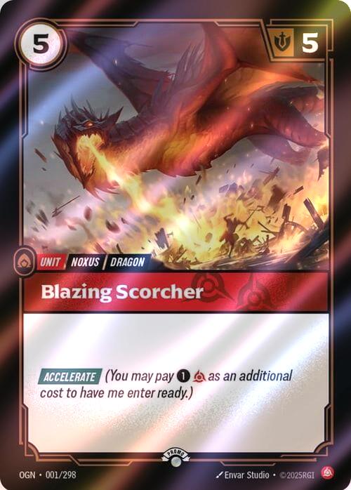 Blazing Scorcher - 001/298 [Riftbound Organized Play Promotional Cards] [Foil]