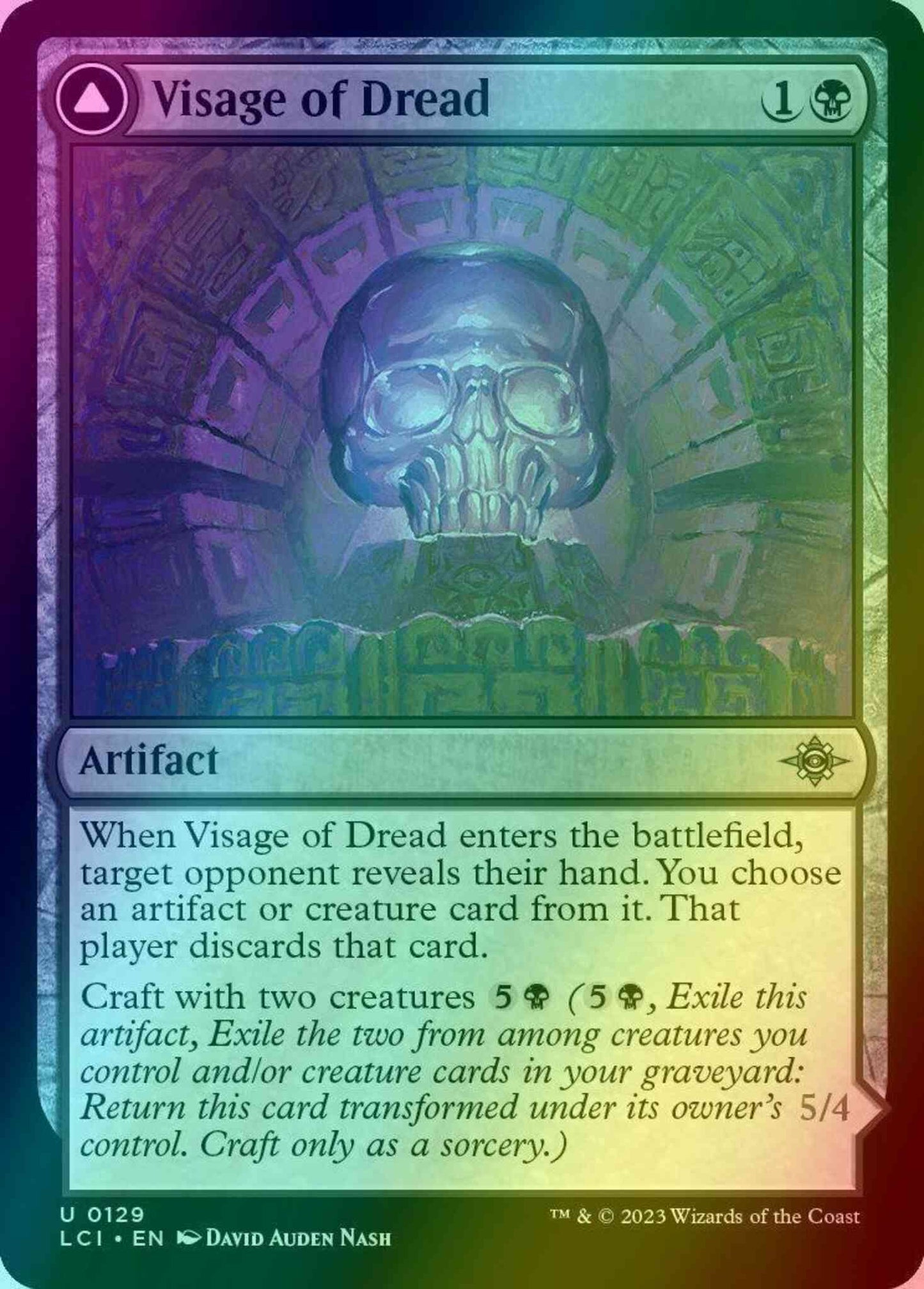 Visage of Dread // Dread Osseosaur [129] [The Lost Caverns of Ixalan] [Foil]