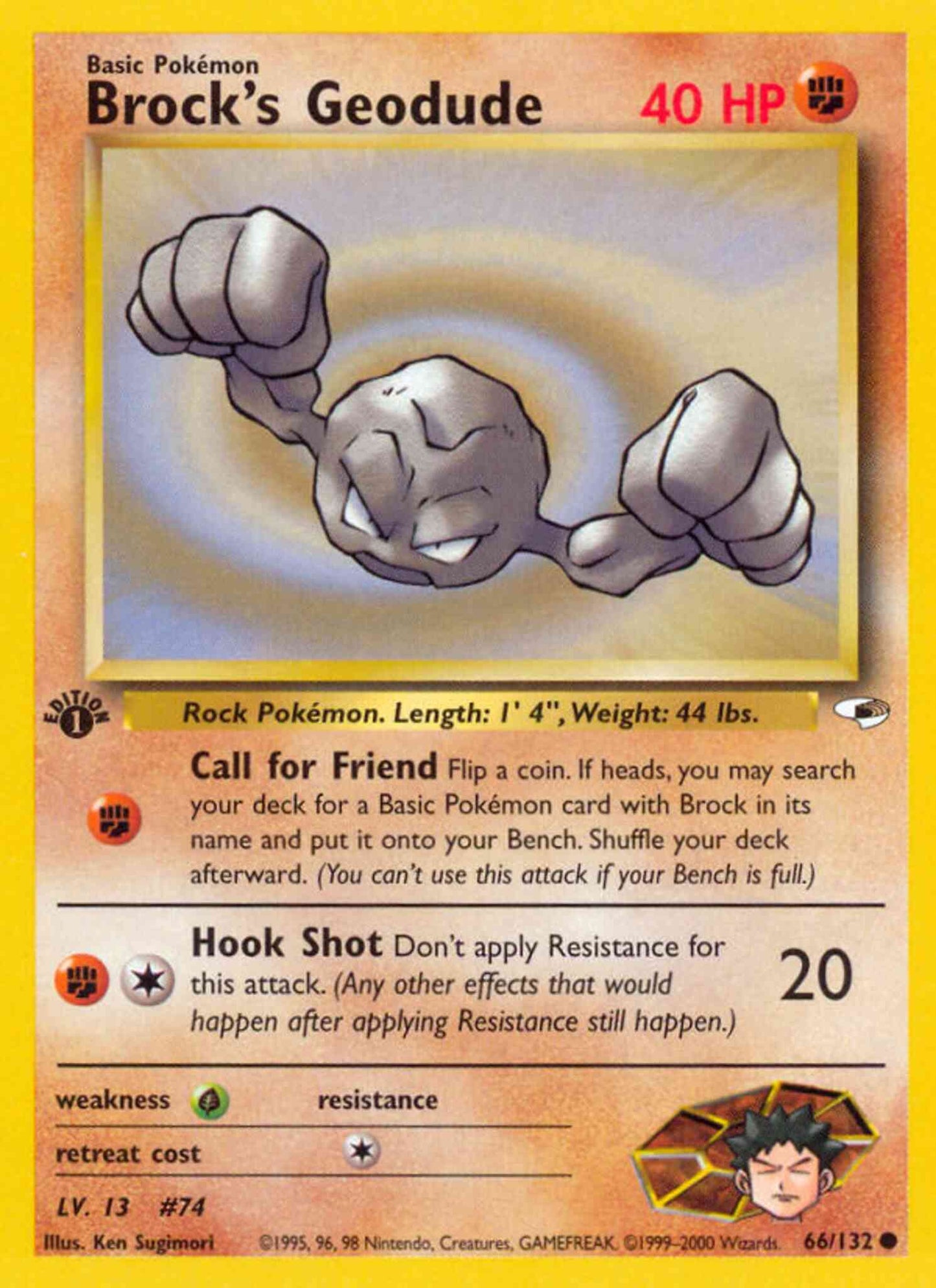 Brock's Geodude - 66/132 - Common - 1st Edition [gym1-66] [Non-Holo]