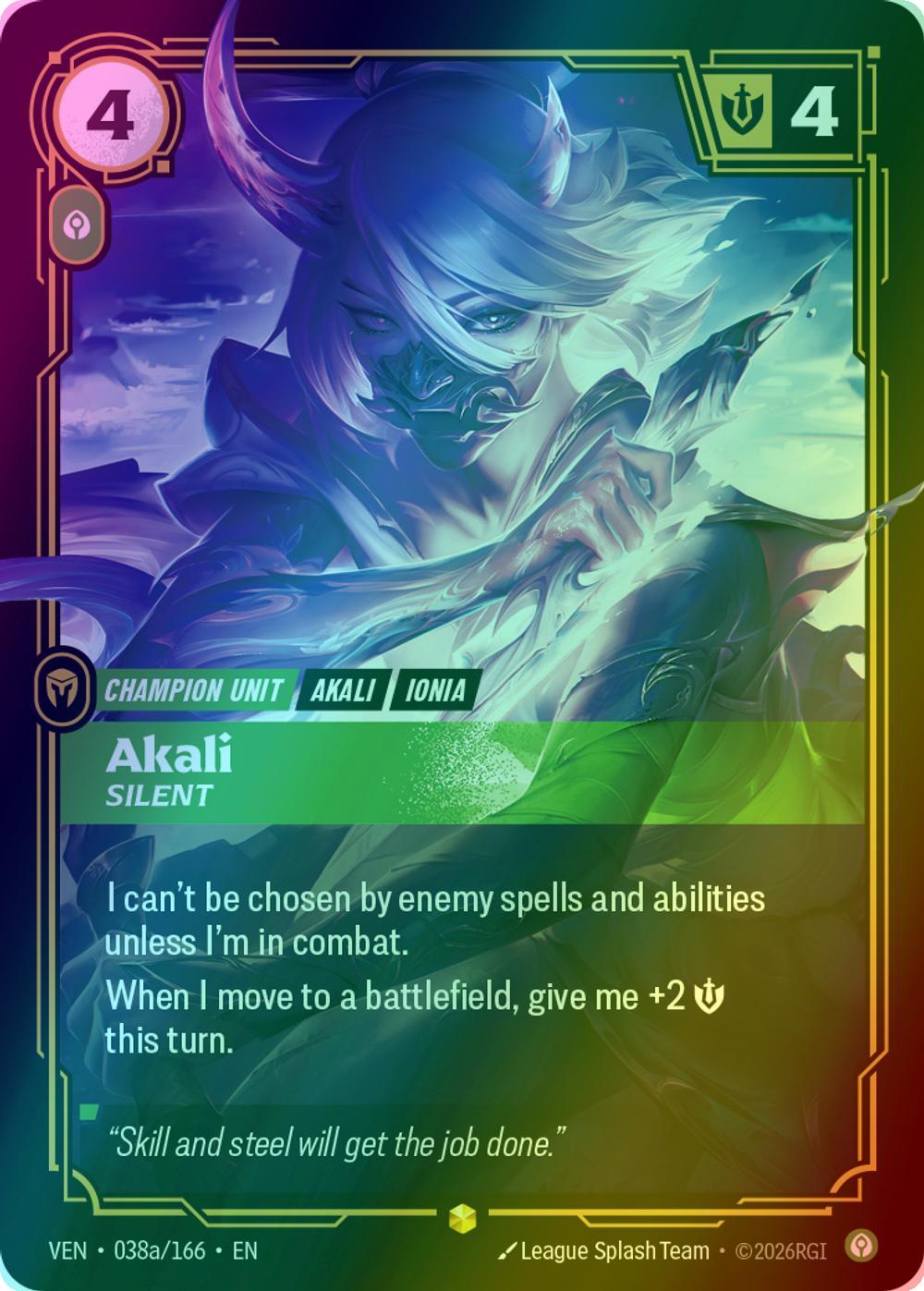 Akali, Silent (Alternate Art) - 038a/166 [Vendetta] [Foil]