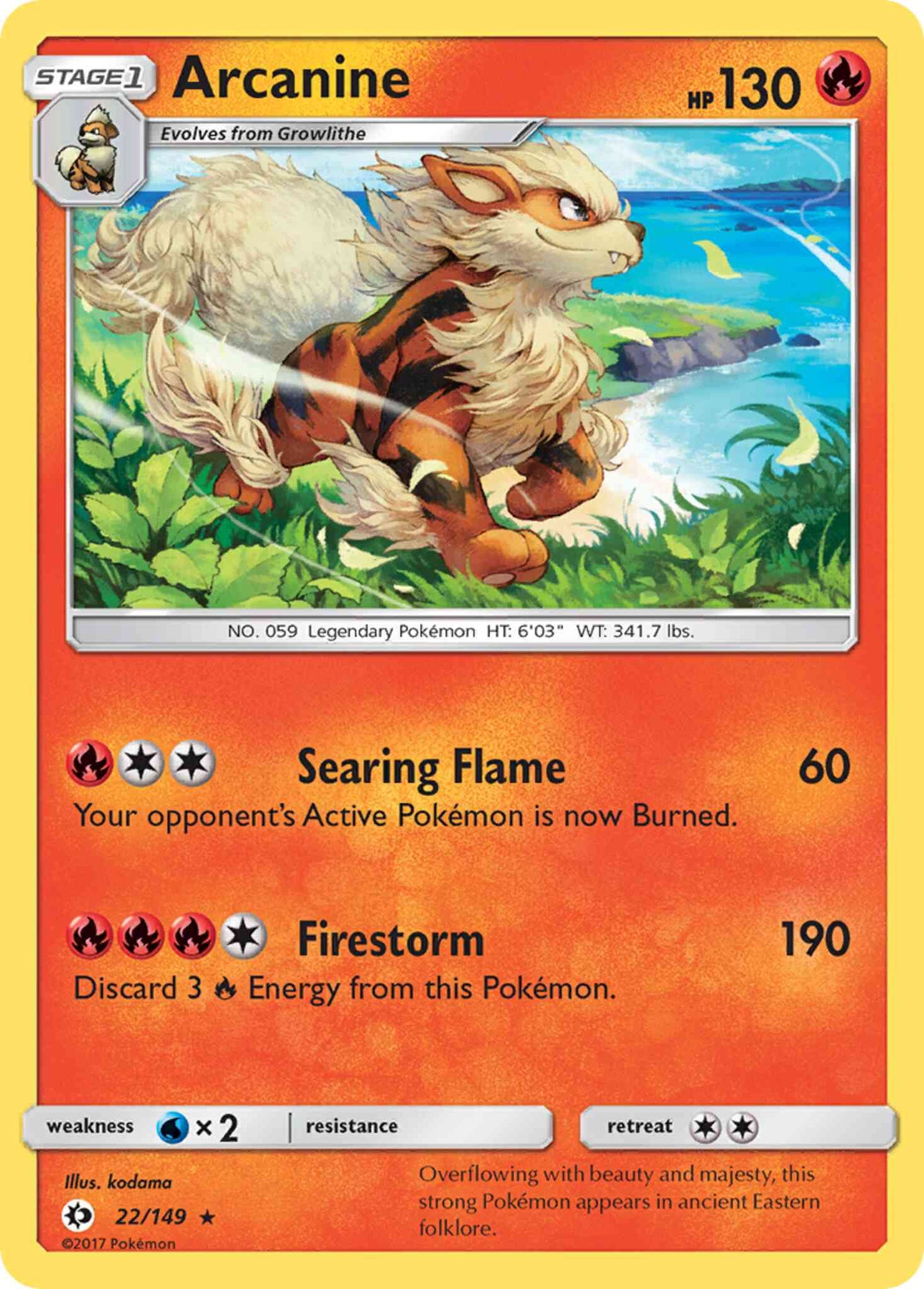 Arcanine - 22/149 - Rare Holo [sm1-22] [Reverse Holo]