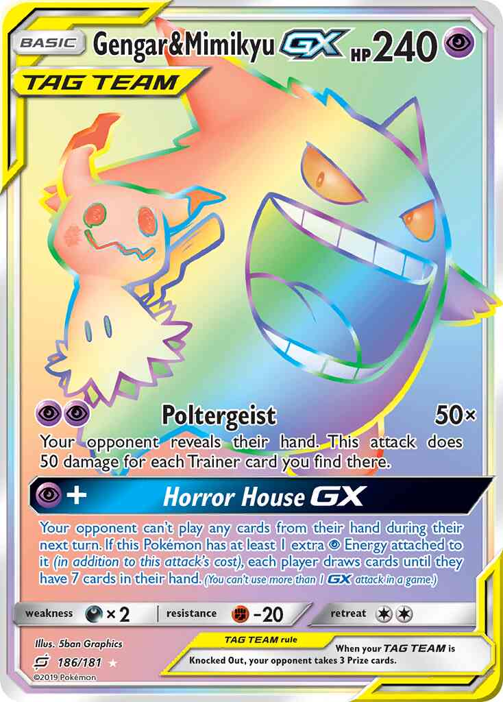 Gengar & Mimikyu-GX - 186/181 - Rare Secret [sm9-186] [Secret]