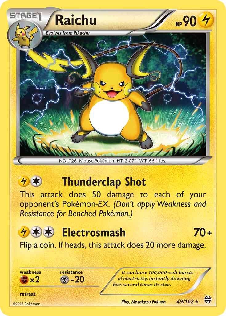Raichu - 49/162 - Rare [xy8-49] [Reverse Holo]