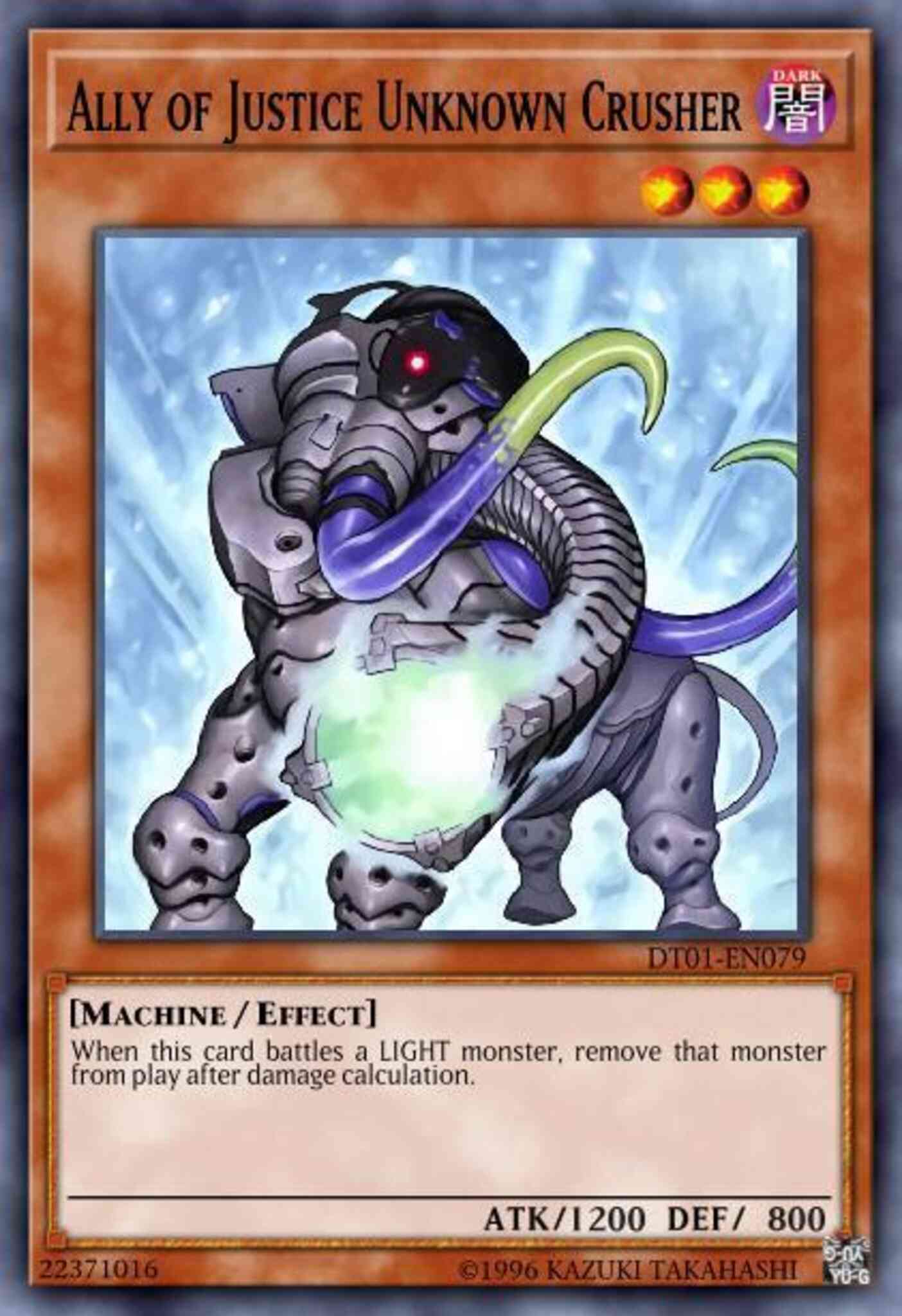 Ally of Justice Unknown Crusher - DT01-EN079 - Duel Terminal Rare Parallel Rare - Duel Terminal