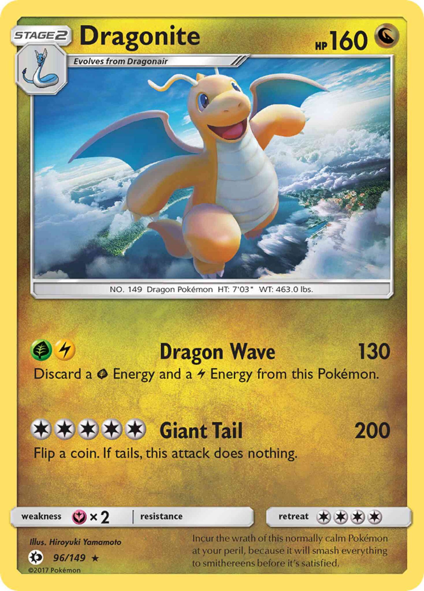 Dragonite - 96/149 - Rare Holo [sm1-96] [Reverse Holo]