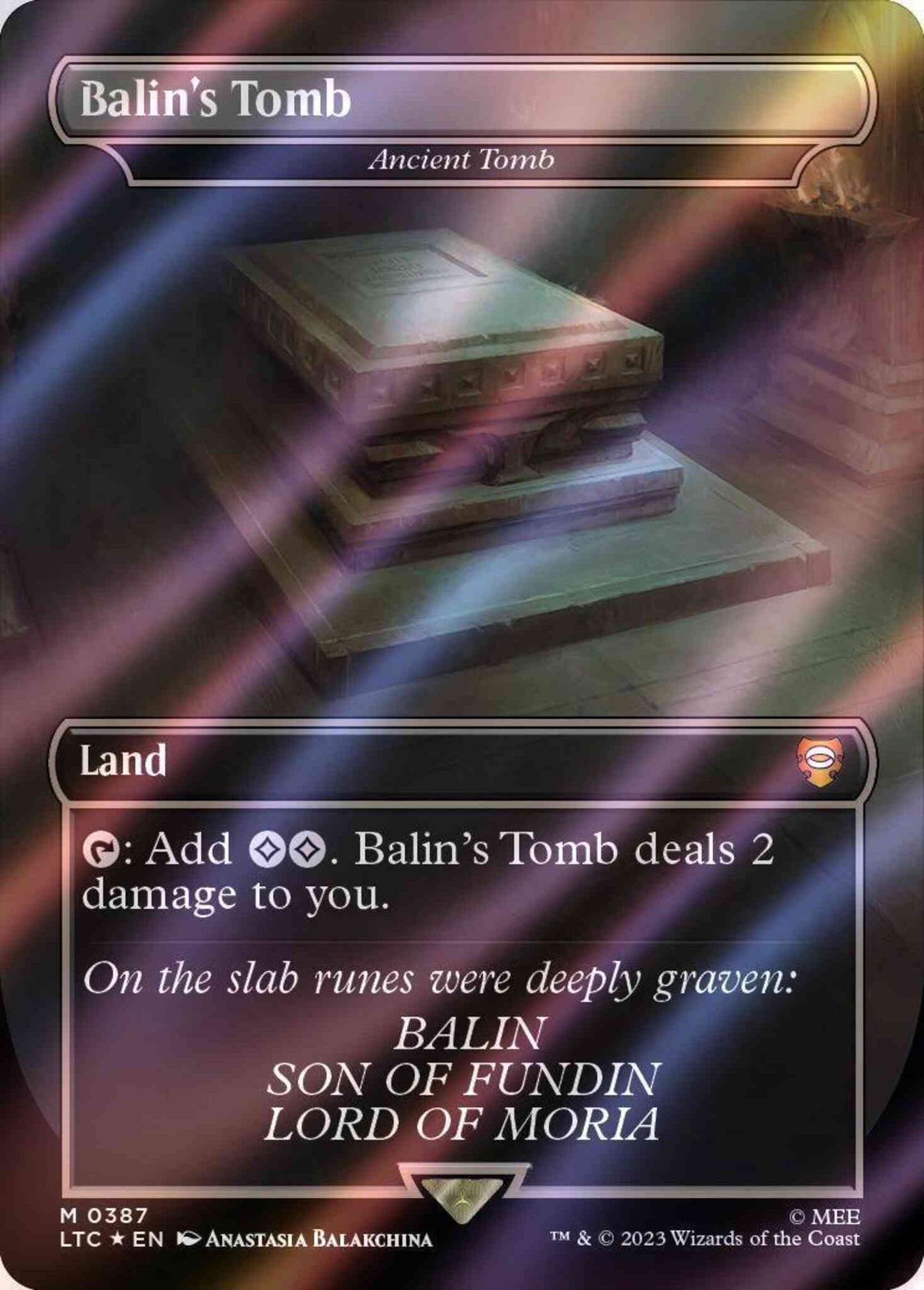 Balin's Tomb - Ancient Tomb [387] [Borderless] [Realms and Relics] [The Lord of the Rings: Tales of Middle-earth: Commander] [Surge Foil]