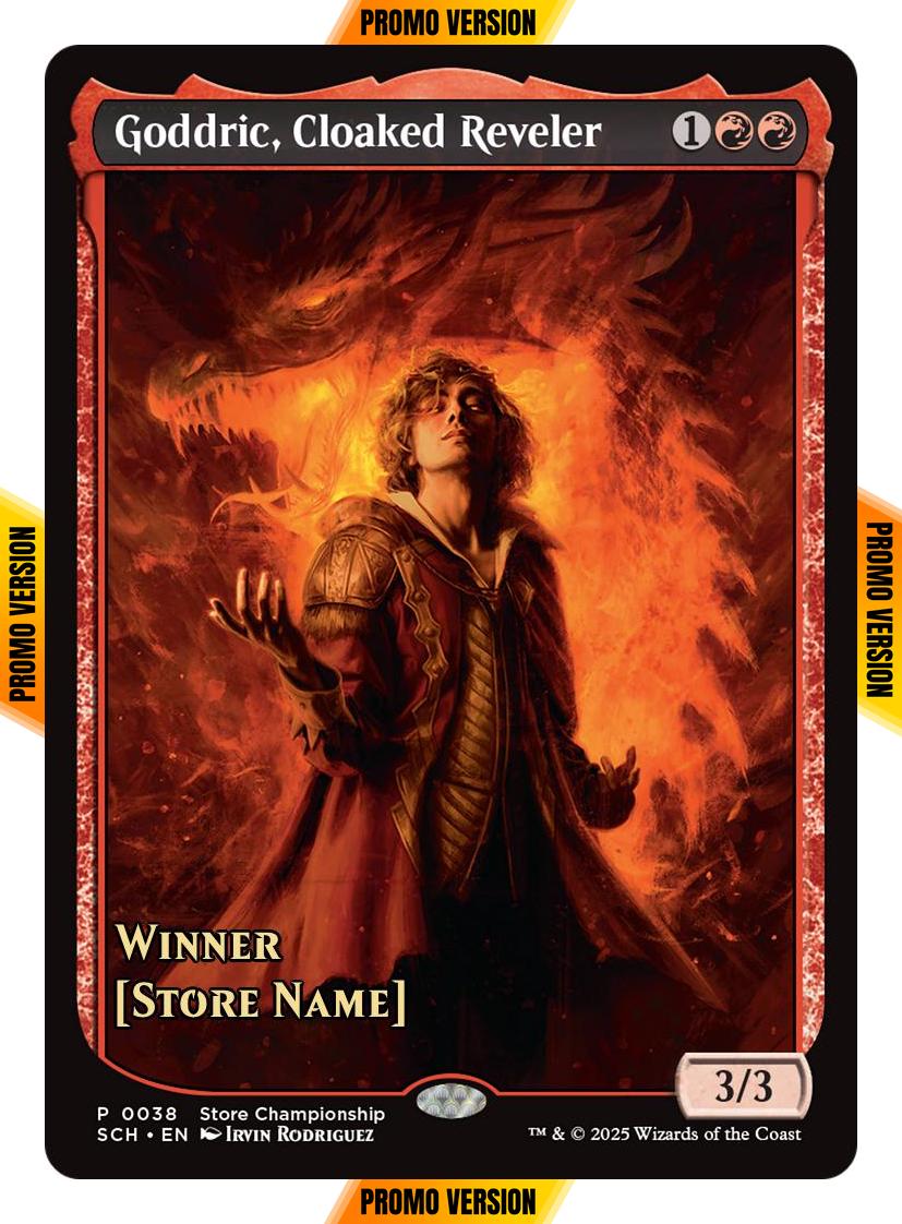 Goddric, Cloaked Reveler - Store Stamp [38] [Textless] [Store Championships] [Non-Foil]