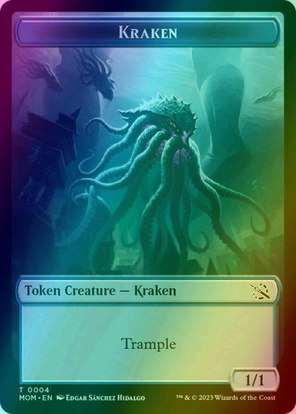 Kraken Token (04) // Monk Token (01) [March of the Machine: Tokens] [Foil]