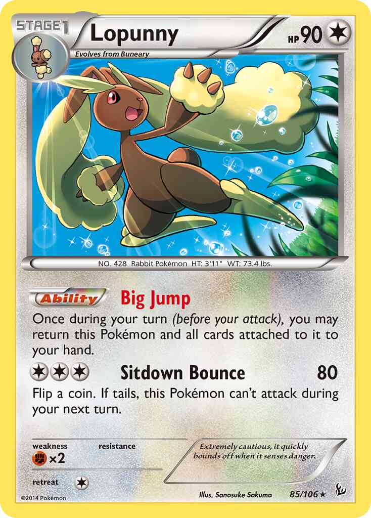 Lopunny - 85/106 - Rare [xy2-85] [Reverse Holo]
