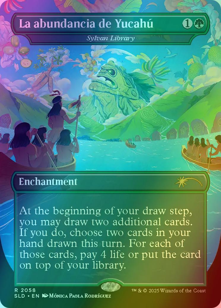 La abundancia de Yucahú - Sylvan Library [2058] [Borderless] [Nuestra Magia] [Secret Lair Drop] [Foil]