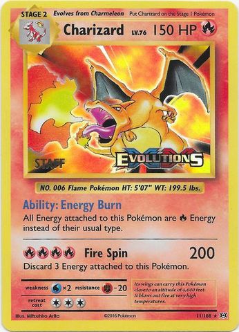 Charizard - 11/108 - XY Evolutions Staff Prerelease Promo [Holo]