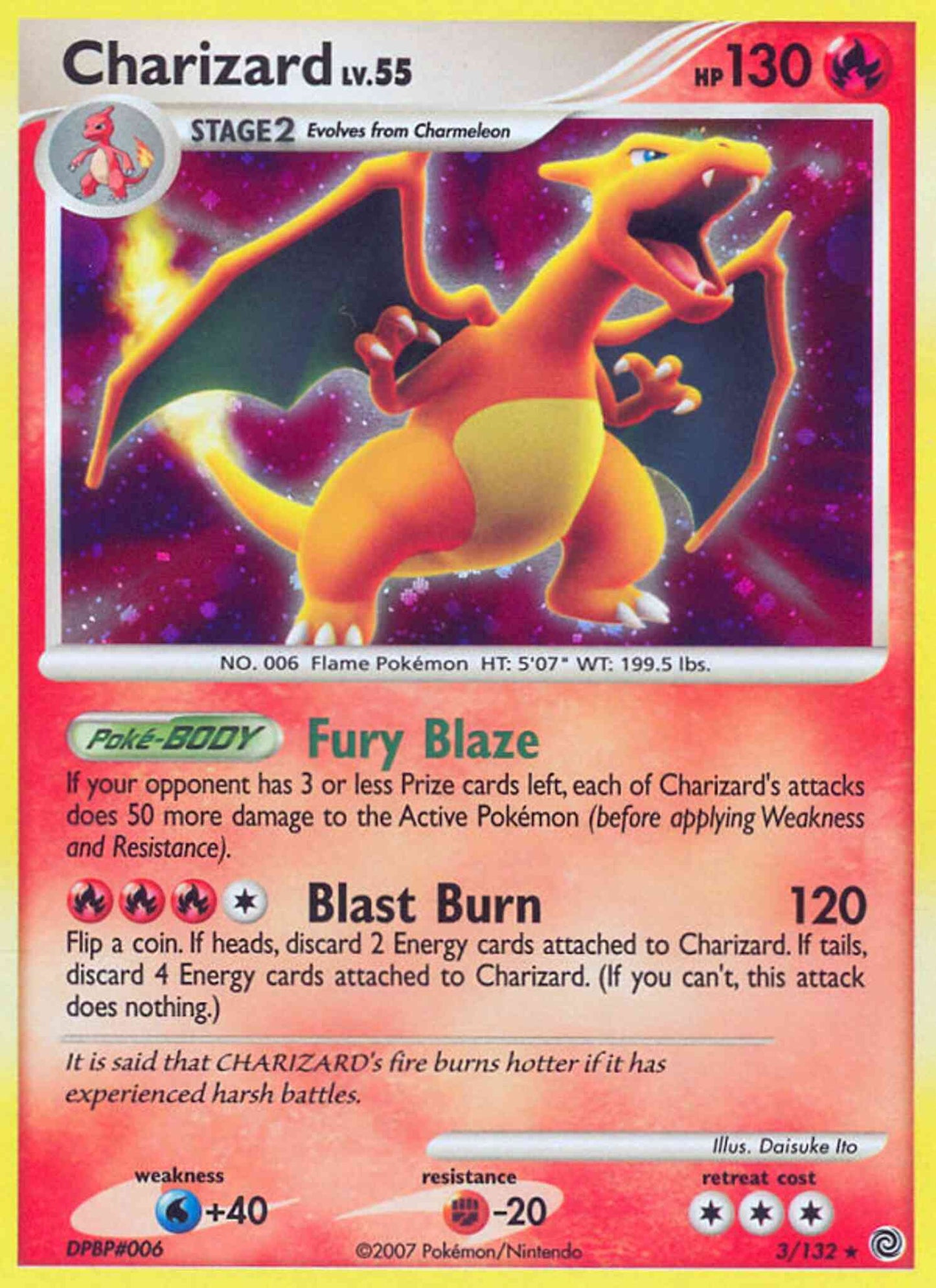 Charizard - 3/132 - Rare Holo [dp3-3] [Reverse Holo]