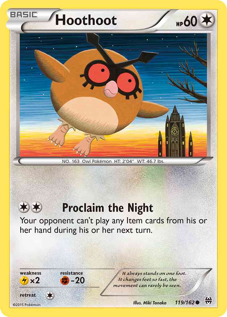 Hoothoot - 119/162 - Common [xy8-119] [Reverse Holo]