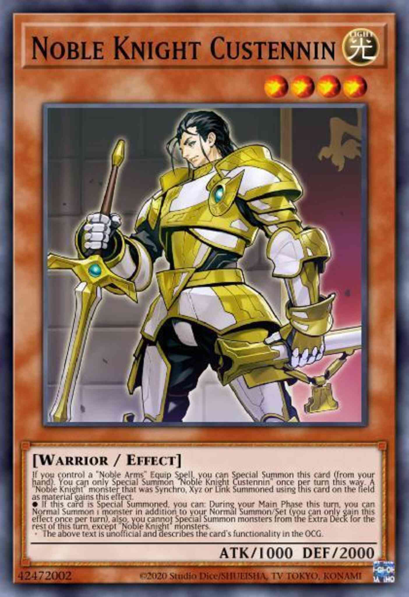 Noble Knight Custennin - MP19-EN141 - Rare - 1st Edition