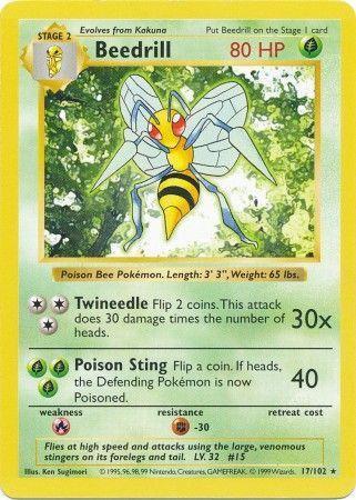 Beedrill - 17/102 - Rare - Shadowless [base1S-17] [Non-Holo]