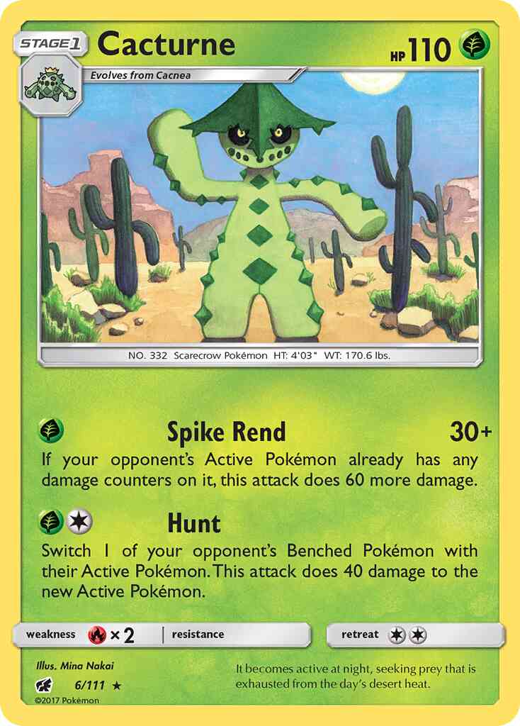 Cacturne - 6/111 - Rare [sm4-6] [Non-Holo]