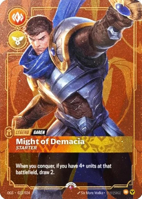 Might of Demacia (Garen) (Metal) (Prize Wall) - 023/024 [Riftbound Organized Play Promotional Cards] [Non-Foil]