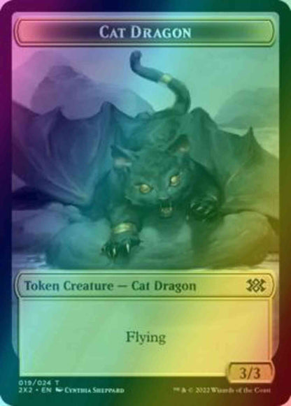 Cat Dragon Token (19) // Treasure Token (22) [Double Masters 2022: Tokens] [Foil]