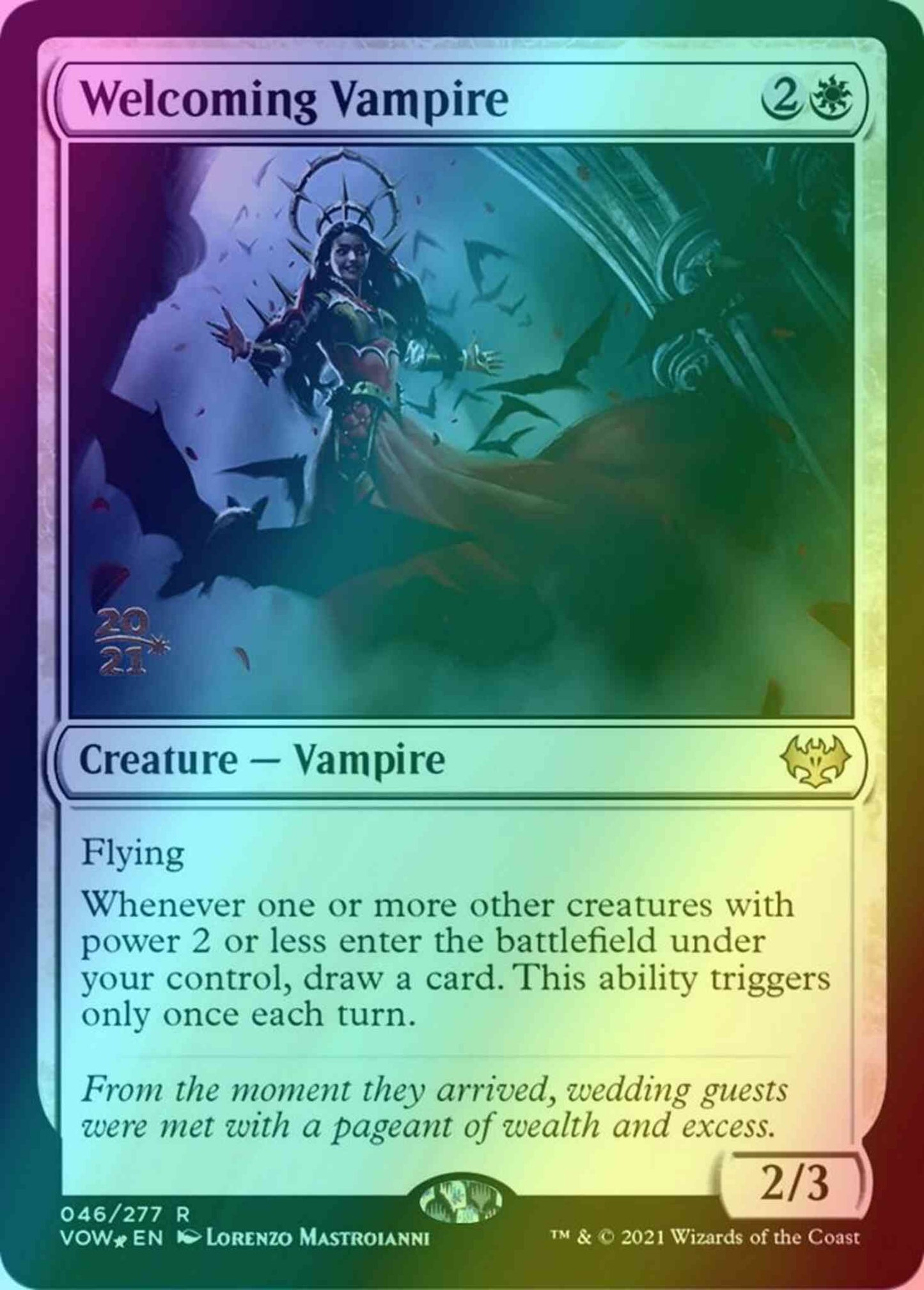 Welcoming Vampire [Prerelease] [46s] [Innistrad: Crimson Vow: Promos] [Foil]