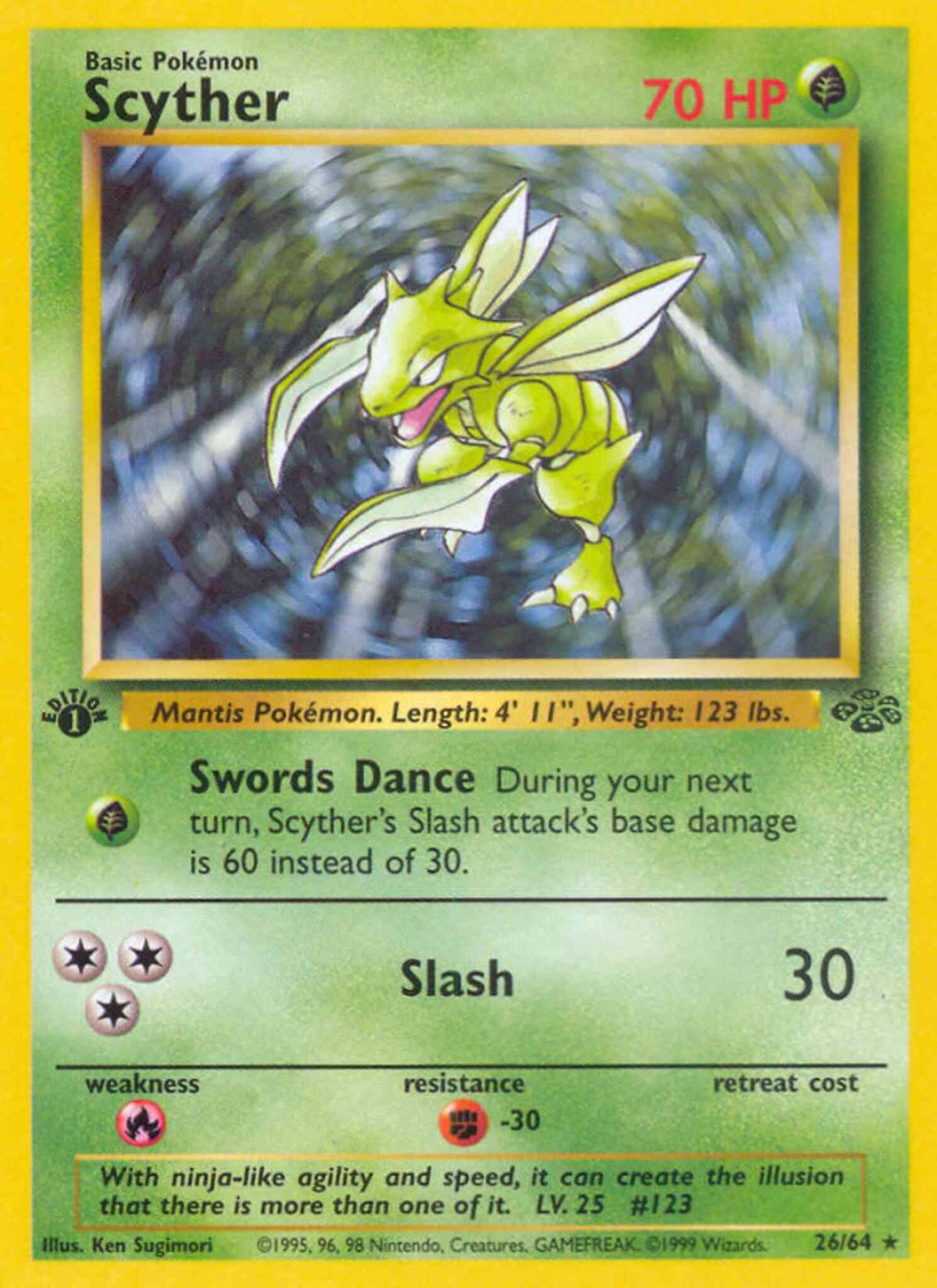 Scyther - 26/64 - Rare - 1st Edition [base2-26] [Non-Holo]