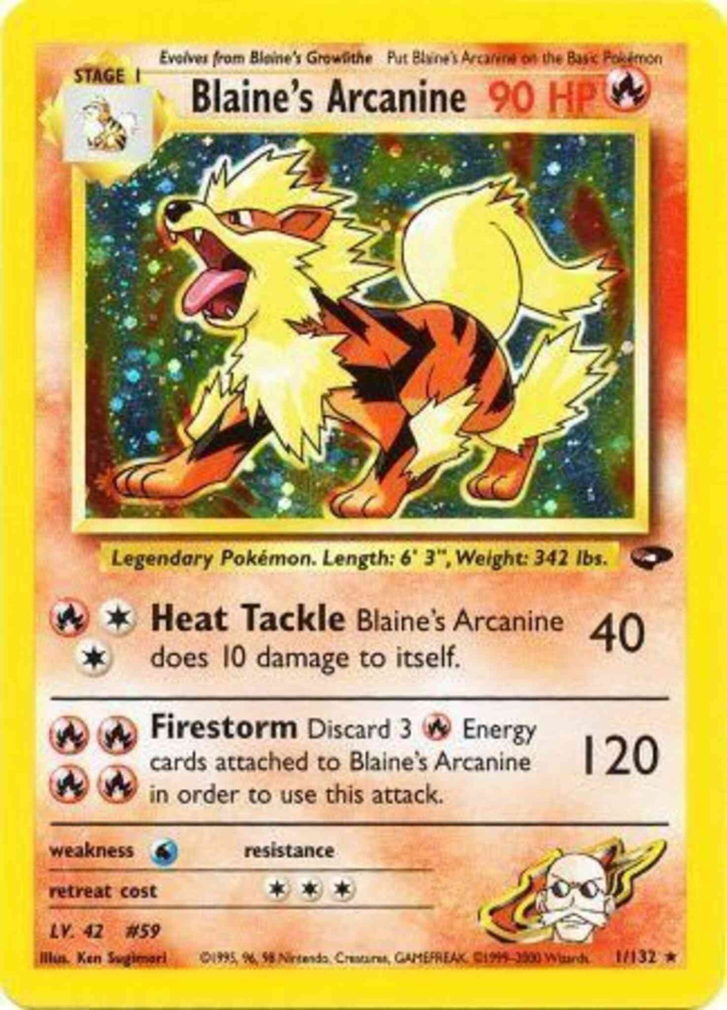 Blaine's Arcanine - 1/132 - Rare - Unlimited [gym2U-1] [Holo]