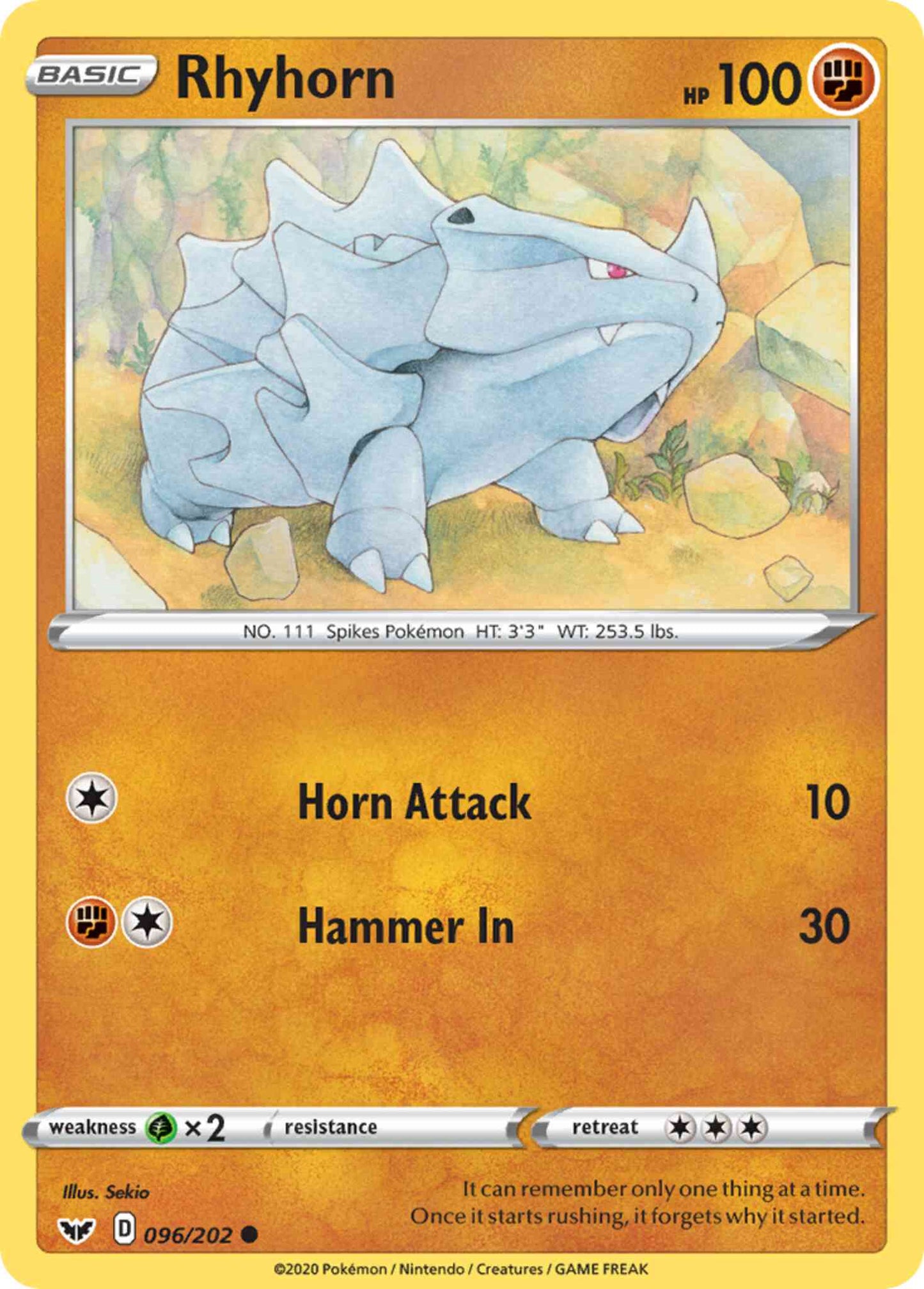 Rhyhorn - 096/202 - Common [swsh1-096] [Non-Holo]