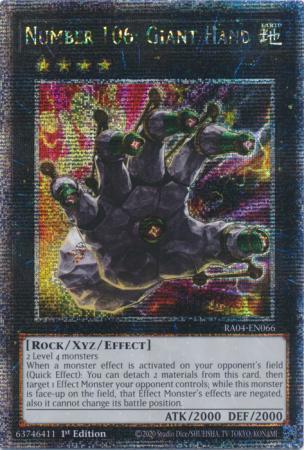 Number 106: Giant Hand - RA04-EN066 - Quarter Century Secret Rare - 1st Edition